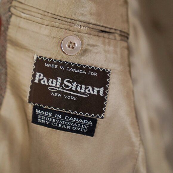 Paul Stuart Wool Tweed Blazer Sport Coat, Brown/Tan Herringbone, Size 38R - Picture 8 of 8